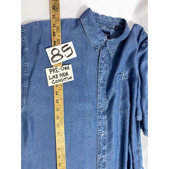 Indigo Palms by Tommy Bahama Denim Shirt Short Sleeve Button-Up Blue Size Large - Picture 6 of 7